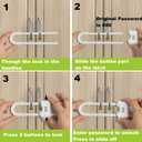 4 Pack Child Proof Sliding Cabinet Door Code Locks Baby Safety Cupboard Locks Adjustable U Shaped Cabinet Latches for Knob Handle Drawers Closet Plastic (4 PCS, White)
