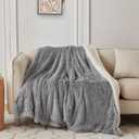 COOVA Ultra Soft Faux Fur Throw Blanket – Fuzzy Fluffy Cozy Microfiber Blankets, Warm Thick Plush Sherpa Fleece Throw Blanket for Couch,Bed,Sofa,Ideal Gift for Women.(Light Grey, 50"x60")