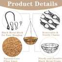 EIMQUVW Outdoor Metal Hanging Planters Basket (4pack, 14 inch) Hanging Baskets for Plants Chain Round Wire Plant Holder with Coco Fiber Liners for Garden, Patio, Deck, Porch (Flower Border)