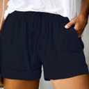 Eytino Womens Plus Size Loose Casual Drawstring Elastic Waist Summer Shorts with Pockets,1X Blue (Blue, XL)