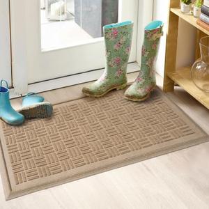 Boot Tray, Heavy Duty Shoe Tray for Entryway, Waterproof Non-Slip Shoe Mat, Sturdy Shoe Drying Mat for Indoor/Outdoor Use, Fits Muddy Boots, 15x30 inches, Beige