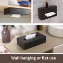 Y-in Hand Tissue Box Cover, Rectangular Black Wall Mounted Facial Paper Holder Dispenser, Prefert for Storage on Bathroom Vanity, Kitchen, Night Stand, Countertops Office and Car