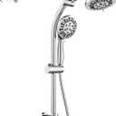 OUGOO Retrofit 2-Way Shower Head Combo, 8-Function Rainfall Shower Head with 9 Setting Handheld Shower Combo, Adjust Slide Bar and Shower Arm, 2.5 GPM, Drill-Free Shower System, Chorme
