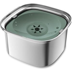 Decflow 3L Stainless Steel Slow Drinking Dog Bowl with Lid, No Spill Travel Dog Water Bowl Dispenser for Large Dogs (Green)