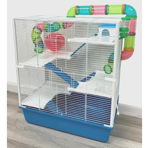 Extra Large 23" Multi-Tiers Easy Setup Hamster Palace Gerbil Habitat Mouse House Mice Home Critters Cage Complete Set of Accessories Expandable Customizable Hide House Food Bowl Running Wheel