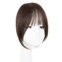 Clip in Bangs 100% Real Human Hair, Darkest Brown French Fake Bangs, Bangs Hair Clip & Clip On Bangs for Women, Fringe with Temples, Natural Blend