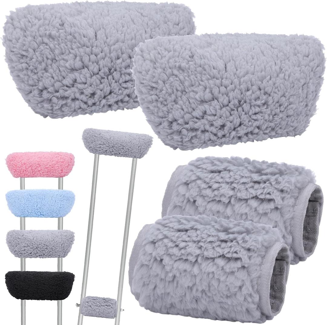 Threlaco Crutch Pads for Armpits and Hand Grips Universal Pads for Crutches Underarm Comfortable Breathable Cotton Fleece Underarm Cushions and Crutch Covers