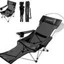 Zero Gravity Chair, Reclining Camping Chair with Padded Pillow, Cup Holder, Storage Pocket & Carry Bag, 4-in-1 Portable Camping Recliner for Outdoor, Beach, Garden, and Backyard - Black Mesh