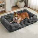 Cat Bed for Indoor Cats，Washable Dog Couch Bed for Small Dogs up to 20lbs, Rectangle Puppy Bed 22.4x17.7x4.7inches(Gray)