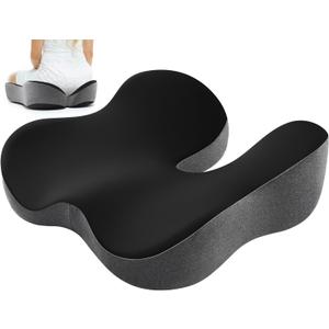 Seat Cushion for Tailbone & Sciatica Pain Relief Certified & Ergonomist-Designed Tapered Front Edge Reduces Thigh Pressure Wide Memory Foam for Office Chair, Car, Wheelchair