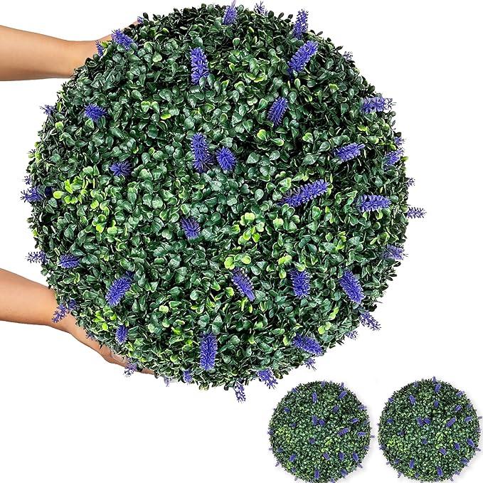 DOPGIB Artificial Plant Topiary Ball: UV-Anti 2 PCS 20 Inch 4-Layer Leaf Faux Boxwood Decorative Balls for Wedding, Balcony, Garden, Backyard and Indoor & Outdoor Greenery Home Décor