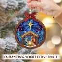 3 x Nativity Christmas Ornament 2025  Holy Family Silent Night Wooden Christmas Decoration, Blue Nativity Ornament, Family Tradition Keepsake  Christian Catholic Gift Exchange Ideas