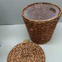 84ECO 3 Gallon Red Brown Wicker Trash Can with Lid and Liner