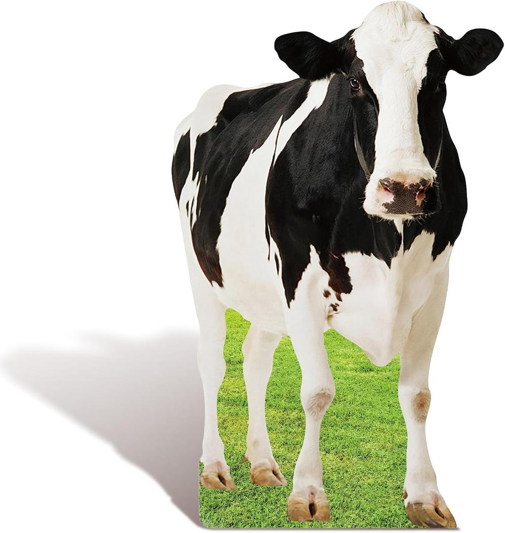 4FT Cow Cardboard Cutout Life-Size Animal Cutout Realistic Farm Animal Photo Booth Prop Decor for Parties, Farm-Themed Events, Classrooms, Birthday Decoration Supplies 29.76 x 47.24 Inches