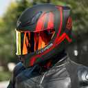 VCOROS Motorcycle Full Face Helmet for Unisex-Adults DOT Approved WS-609 Motorbike Street Bike Racing Helmets, Matte Red Lines, Small