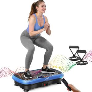 AXV Vibration Plate Exercise Machine Fitness Platform Body Vibrating Board | Powerful 200W Bluetooth Oscillating Curved Design Shake Plate for Lymphatic Drainage Recovery Whole Body Toning With Handles