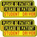 4 PCS Student Driver Magnet for Car, New Driver Magnet for Car, Please Be Patient Funny Magnetic Student Driver,Reusable Movable Reflective Safety Warning Bumper Magnets (Black/Yellow)