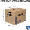 Bankers Box Medium Classic Moving Box 10 Pack, Reinforced Handles, Tape-Free Assembly, Box with Lid, 19-in x 14.5-in x 15.5-in (8817201)