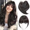Clip in Bangs, French Bangs Hair Clip, 360Cover Top Hair Toppers for Women with Thinning Hairs, 10 Inch Fake Bang Hairs Pieces for Women Daily Wear (Brown)