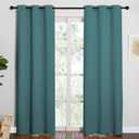 NICETOWN Thermal Insulated Solid Grommet Blackout Curtains/Drape for Living Room (Sea Teal, 1 Pair, 42 by 84-Inch) (42"W x 84"L (Pack of 2))
