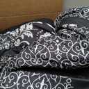 Anibedding Black Comforter Set King Size, 7 Pieces Bohemian Damask Comforter Set Soft Lightweight Microfiber Bedding Set for All Season (104"x90")