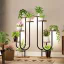 Plant Stand Indoor with Grow Light, 2 Pack Metal Plant Shelf, 5 Tiered Corner Plant Stand Display Shelves Flower Holder for Living Room Patio Balcony