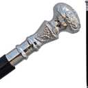 Vintage Walking Cane Wooden Walking Stick Silver Brass Handle knob Black Wood Stick - Victorian Cane - Fancy Cane for Men and Women