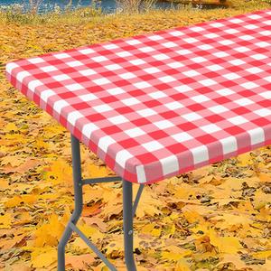 Smiry Rectangle Picnic Table Cloth, Elastic Waterproof Fitted Vinyl Tablecloths, Flannel Backed Buffalo Plaid Table Covers for Dining, Camping, Outdoor (White and Red, 30" x 72") Smiry Rectangle Picnic Table Cloth, Elastic Waterproof Fitted Vinyl Tablecloths, Flannel Backed Buffalo Plaid Table Covers for Dining, Camping, Outdoor (White and Red, 30" x 72")