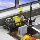 VILCEN Sponge Holder for Kitchen Sink, Kitchen Sink Caddy Rustproof 304 Stainless Steel Dish Sponge Organizer with Detachable Dishcloth Rack Bathroom Organizer Dish Soap Dispenser Brush Holder Storage