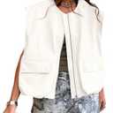 Tankaneo Womens Casual Zip Up Vest Cargo Oversized Ruched Hem Sleeveless Blazer Jackets Tops M
