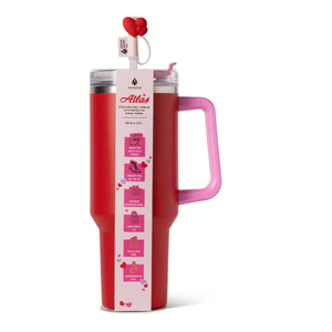 Manna Atlas 40 Oz Stainless Steel Tumbler With Handle And Heart Straw Topper – Leak-Proof, BPA-Free, Hot And Cold Drink Travel Mug