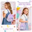Personalized Birthday Gift for Toddler Girls, Small Initial Backpack Purse for Little Girl, Cute Mini Purse for 3-10 Years Old Kids,Purple V