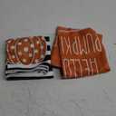 Artoid Mode Orange Polka Dot Stripes Hello Pumpkin Fall Kitchen Towels Dish Towels, 18x26 Inch Farmhouse Decoration Hand Towels Set of 2