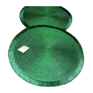 NEW 2 GREEN Metallic PLACEMATS 15" Round Holiday