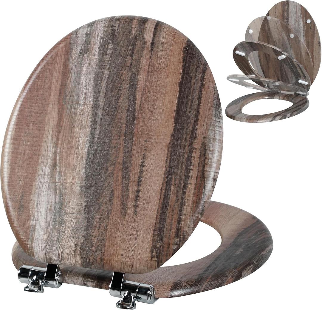 Angol Shiold Round Wooden Toilet Seat, 16.5", Board