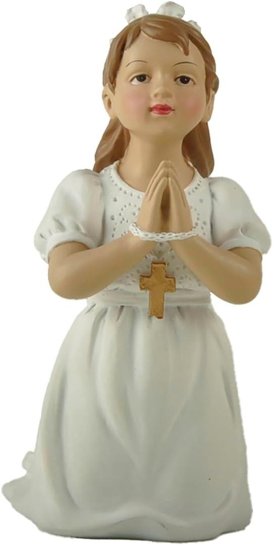 First Communion Girl Praying Statue, Resin Baptism Girl Figurine, Religious Gifts, Precious Moments for Baby Birth and Holiday, 4.92” H