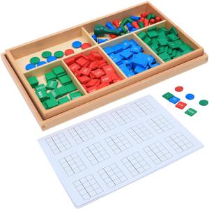 Adena Montessori Stamp Game,Montessori Wooden Math Materials Counting Toy, Early Development Wooden Math School Teaching Aids,Sensorial Educational Tools Preschool Early Learning Toys for Kids