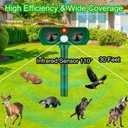 Solar Ultrasonic Animal Repellent, Cat Repellent Outdoor with Motion Sensor, Waterproof Cat Deterrent, Repel Squirrels, Dogs, Raccoon, Skunk, Dogs, Squirrels, Rabbit, Deer, Fox Deterrent