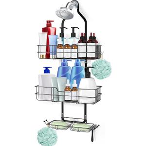 Anyshwu Shower Caddy Hanging, White, Plastic, Unisex, 13 Inches Deep x 6 Inches Wide x 4 Inches High, Hanging Mount, Quick Dry, For Showers