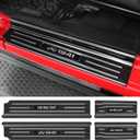 YOJOJOCO Door Sill Guards Compatible with Jeep Wrangler JL JLU 2018-2025 & Gladiator JT 2020-2025 Accessories Stainless Steel Material Black Brushed Texture Front and Rear Door Sill Protector