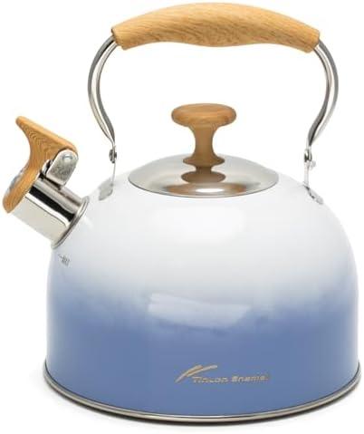Tea Kettle for Stove Top, 2.5 Quart Whistling Tea Kettle, Food Grade Stainless Steel and Ergonomic Folding Handle, Tea Pots for Tea, Coffee, Milk - Gradient Blue