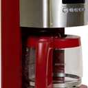 Kenmore Drip Coffee Maker - 12 Cup Programmable Cafe Machine With Glass Pot, Regular & Bold Brew, Auto Shut Off Large Water Reservoir, Reusable Filter, Kitchen Appliances For Cafeteria Barista, Red (EXP 05/22/36)