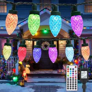 iBaycon RGB C9 Christmas Lights Outdoor, 100 LED 66ft Color Changing String Lights, Connectable Remote Control Waterproof C9 String Lights for Christmas Holiday Decorations iBaycon RGB C9 Christmas Lights Outdoor, 100 LED 66ft Color Changing String Lights, Connectable Remote Control Waterproof C9 String Lights for Christmas Holiday Decorations