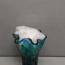 7.8" Tall Teal Vase Hand Blown Glass Vase Green, Modern Teal Home Centerpieces Wide Mouth Vases for Bud&Flower Decor - Ideal Living Room, Kitchen, Wedding, Dining Table, Office Center Table