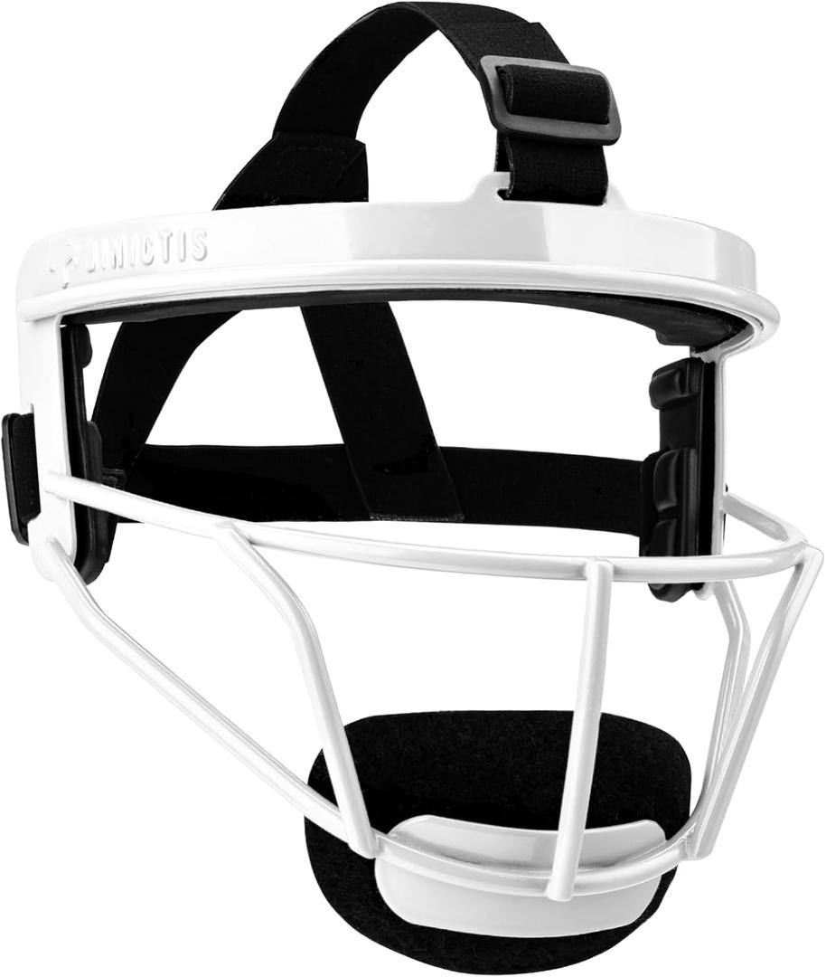 Dinictis Softball Face Mask, Lightweight, Comfortable, with Wide Field Vision, Durable and Safe Face Guards, Premium Protective Softball Fielder's Mask (White)