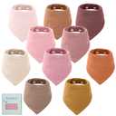 Yoofoss Muslin Baby Bibs 10 Pack 100% Organic Cotton 6-Layer Soft Absorbent Drool Bandana Baby Bibs for Drooling and Teething for Boys and Girls, Gradient Pink