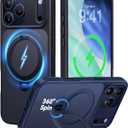 CASEKOO Black for 17 Pro Case with 360 Spin Magnetic Stand [Camera Protection] [18FT Military Grade Protection] [Fit for MagSafe] Ring Grip Slim Matte 17 Pro Case 6.3 Inch