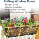 EIMQUVW 2 Pack 24" Railing Planter Window Box Deck Balcony Rail Planter Black Metal Flower Basket Horse Trough Planters with Coco Fiber Liner for Porch Fence Patio Outdoor