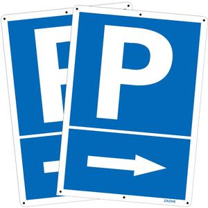 2-pack Parking Sign This Way to Parkinglot Aluminum Signage, Show Where to Park, Size 25 X 35 cm, Blue