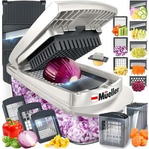 Mueller Pro-Series 10-in-1, 8 Blade Vegetable Chopper, Onion Mincer, Cutter, Dicer, Egg Slicer with Container, French Fry Cutter Potatoe Slicer, Home Essentials & Kitchen Gadgets, Salad Chopper